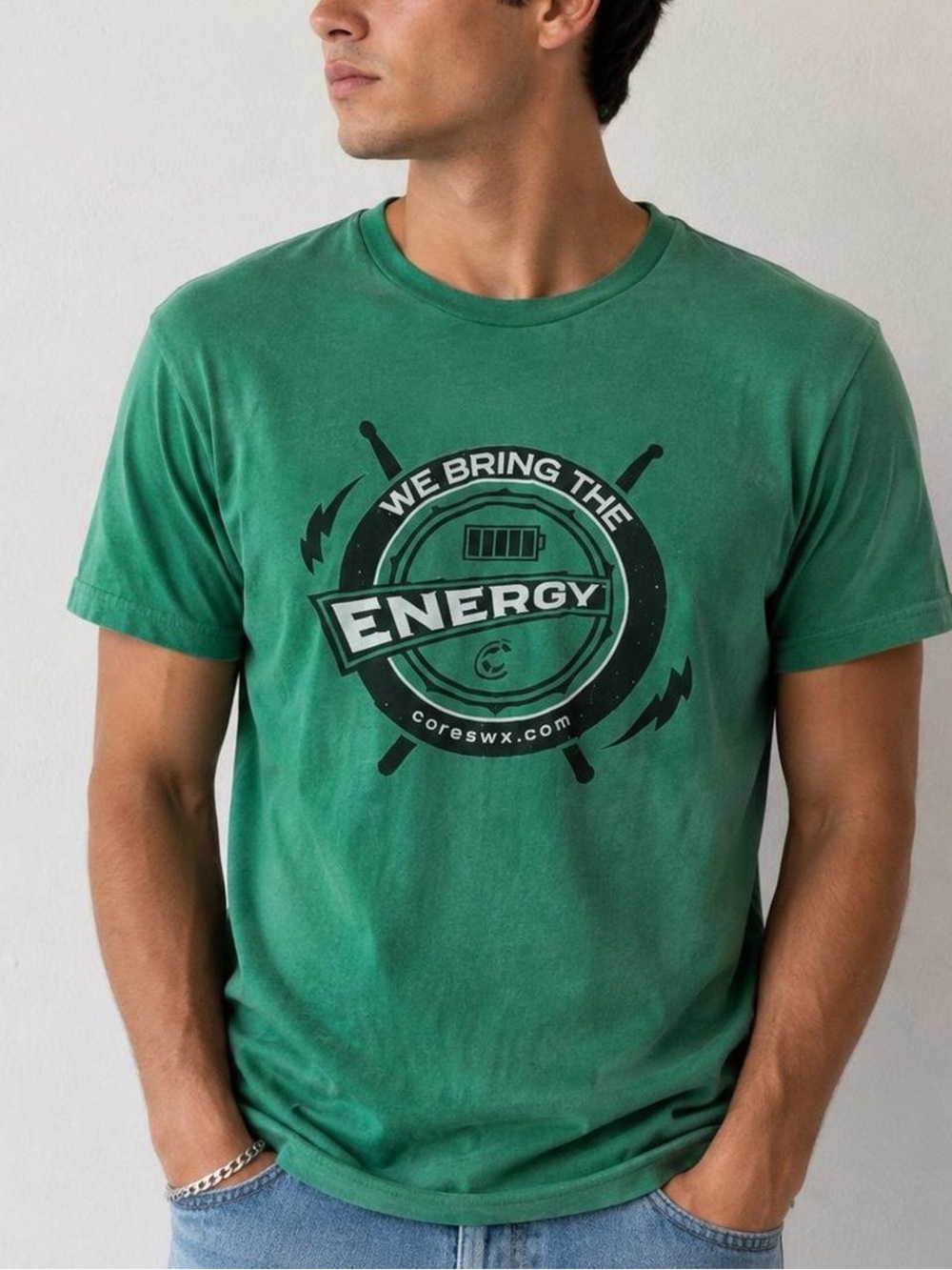 We Bring the Energy Green Graphic T-Shirt Size Small